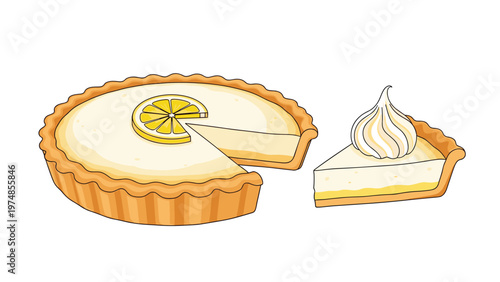 whole lemon meringue pie with a slice removed features a golden crust creamy filling and a swirl of toasted meringue.