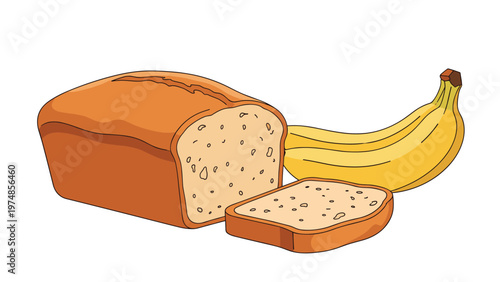 Loaf of cinnamon swirl bread with two slices on a white background features a delicious spiral pattern of spice.