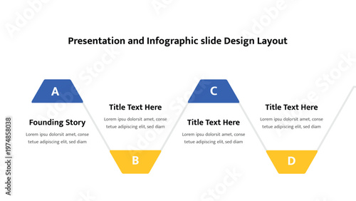 Horizontal process flow diagram with interconnected hexagonal shapes and text placeholders