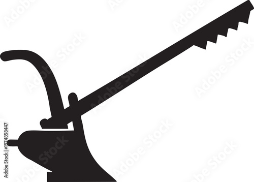 Traditional Plow Silhouette, Agriculture Farming Tool Equipment Vector Illustration