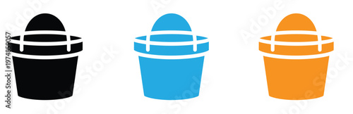 Colorful crayon icons in black, Blue, And orange on white background