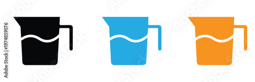 Colorful pitcher icons in black blue and orange for design and branding