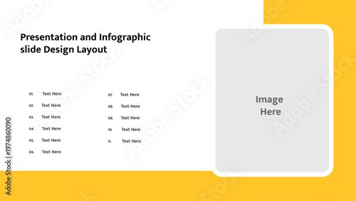 Professional presentation slide featuring a numbered list for information and a large image area