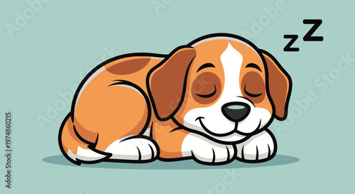 Sleeping Cute Brown Puppy Dog.