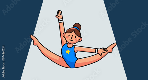 Gymnast Performing Split Jump Routine.