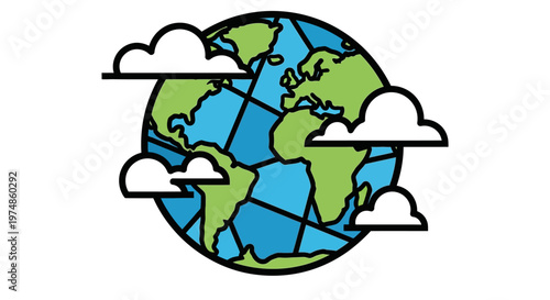 Earth Globe With Clouds.
