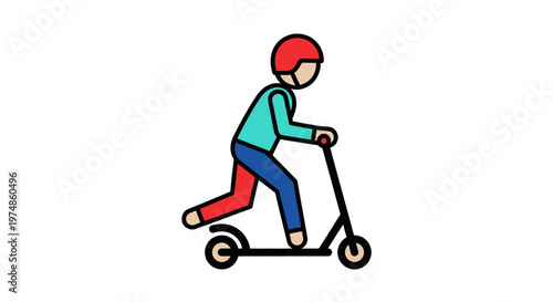 Person Riding Electric Scooter Illustration.