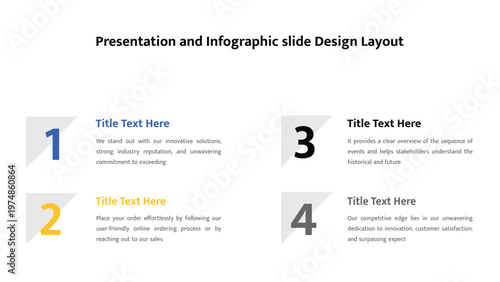 Simple presentation slide displaying four numbered sections for outlining sequential steps or key features