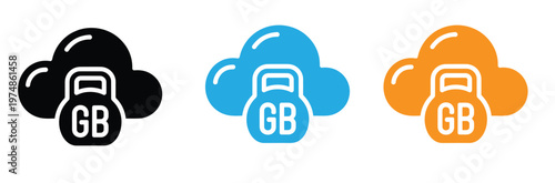 Moving truck icons in black, Blue, And orange for logistics and relocation services