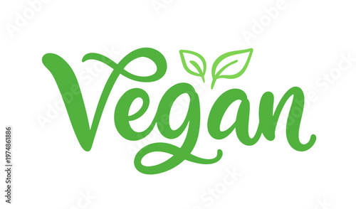 Vegan hand written lettering with leaf accent