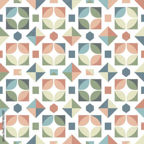 Geometric Pattern Tiles with Circles and Squares