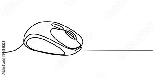 Continuous line drawing of a computer mouse