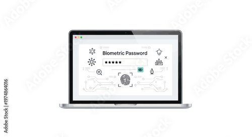 Laptop with login screen on display.