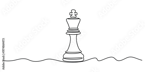 Continuous line drawing of a chess king piece