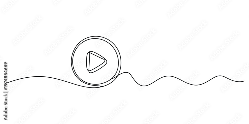 Obraz premium Continuous line drawing of a play button icon
