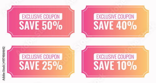Modern gradient discount vouchers for online shop. Discount coupon template isolated