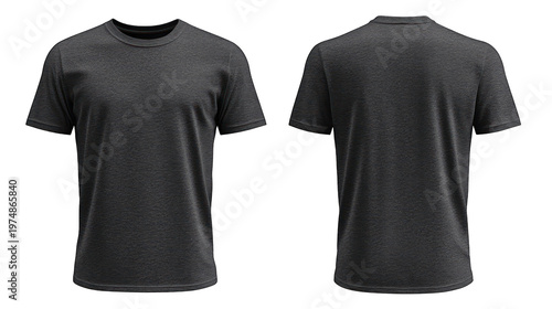 A dark gray t-shirt on transparent background for design purposes