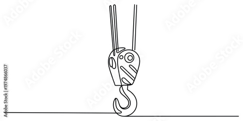 Continuous line drawing of a crane hook
