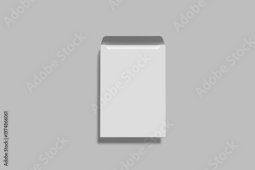 Realistic blank white letter paper C4 envelope front view. A4 C4, A5 C5, A3 C3 template on gray background