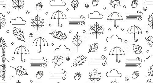 Autumn weather icons and symbols.