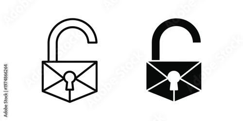 Open and closed padlock icons with envelope symbols representing secure and unsecure email