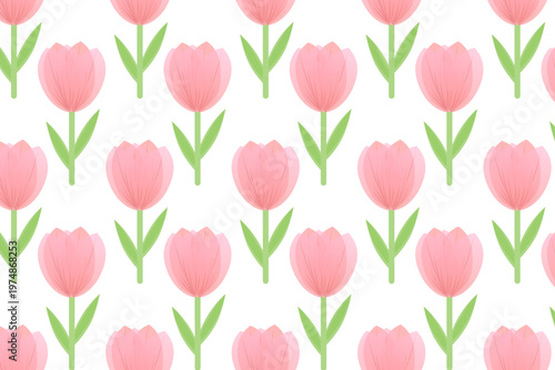 Minimalist hand-drawn floral vector background with pink tulips