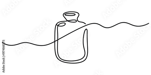 Continuous line drawing of a hot water bottle