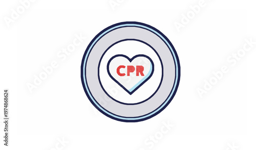 CPR heart Basic Life Support certified emblem medical training badge vector
