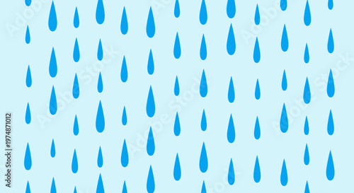 A minimalist vector graphic illustration of blue raindrops on a light blue background