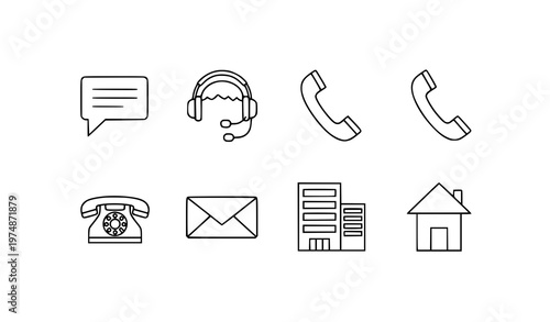 A set of simple line art icons representing various communication methods