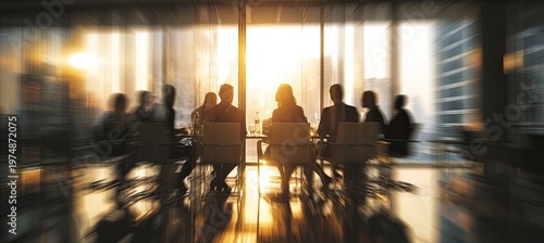 Silhouetted figures in a sunlit boardroom, suggesting a meeting