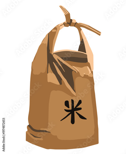 米袋、米が入っている袋のベクターイラスト