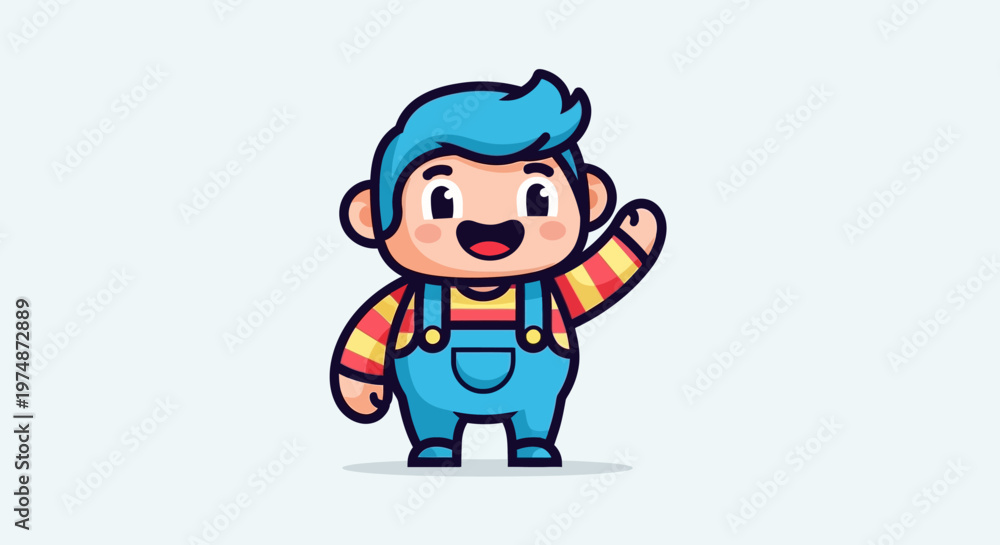 Fototapeta premium Smiling Cartoon Boy Character Illustration.