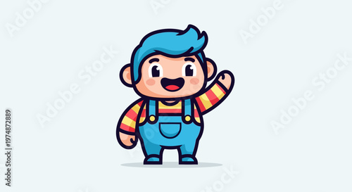 Smiling Cartoon Boy Character Illustration.