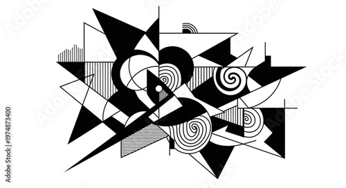 black and white illustration