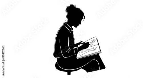 Woman sitting with book.