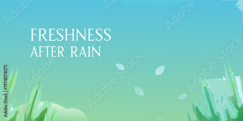 Freshness after rain a calming teal and green abstract background