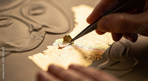 Gilding Expert Applies Delicate Gold Leaf to an Intricate Decorative Surface