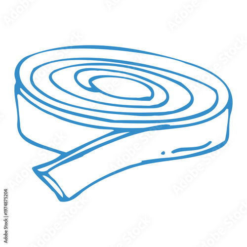 Hand drawn medical tape roll in doodle outline style. Simple linear vector illustration of adhesive bandage for healthcare and first aid isolated on white background.