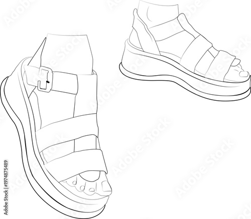 Elegant platform sandals. For comfortable wear throughout the day. A lightweight model with a stable platform and a comfortable fit. Women's sandals.