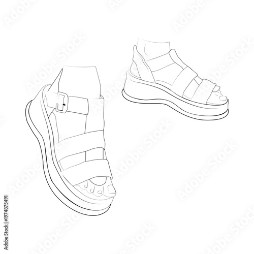 Elegant platform sandals. For comfortable wear throughout the day. A lightweight model with a stable platform and a comfortable fit. Women's sandals.