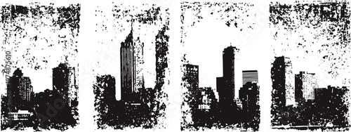 City skyline with tall buildings under a cloudy sky at dusk urban architecture panorama