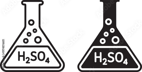 Two conical flasks containing a bubbling liquid labeled h2so4