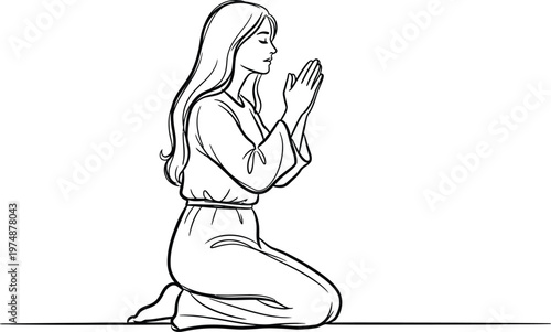 Touching mothers day sketch a woman in prayer expressing gratitude and love for her mother