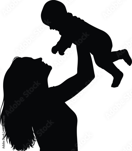 Touching mothers day silhouette a loving mother lifting her baby celebrating maternal bonds and family love