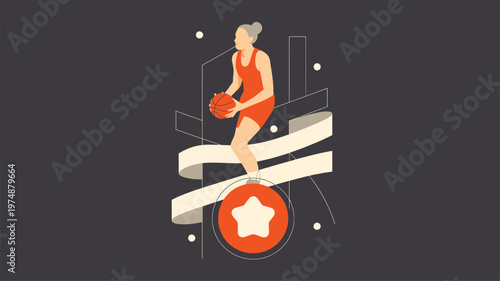 Female basketball player jumping with the ball ready to shoot
