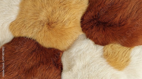 Abstract Background of Luxury Faux Fur Textures in Cream, Gold, and Deep Auburn Brown Tones