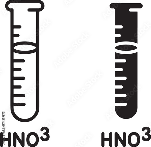Two nitric acid test tubes one empty one partially filled