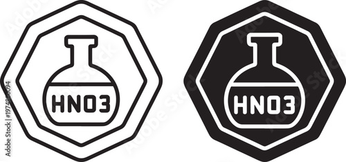 Nitric acid warning signs a black and white illustration of hazard symbols