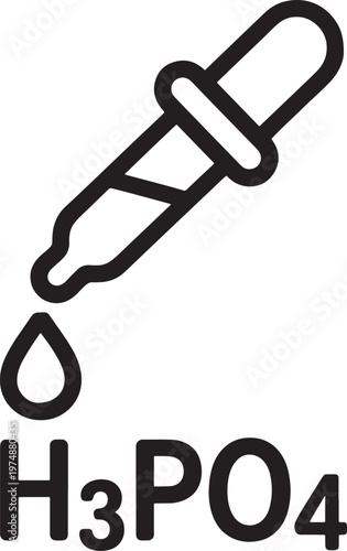 Simple line drawing of a dropper with a falling drop and formula
